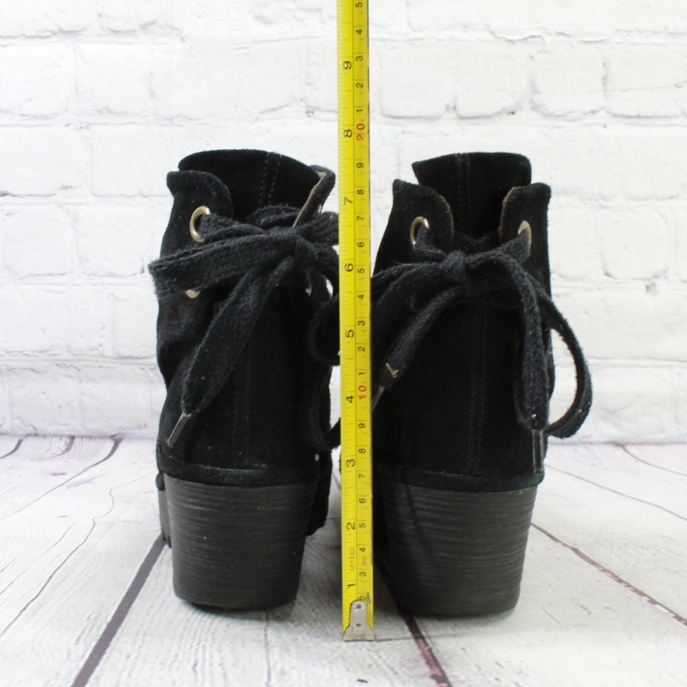 FLY London Yama Black Suede Wedge Ankle Bootie Boot Size 40 US 10 - Picture 8 of 9